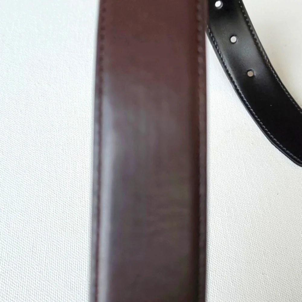 NORDSTROM Youth Reversible Black Brown Belt Silvertone Buckle Size 28